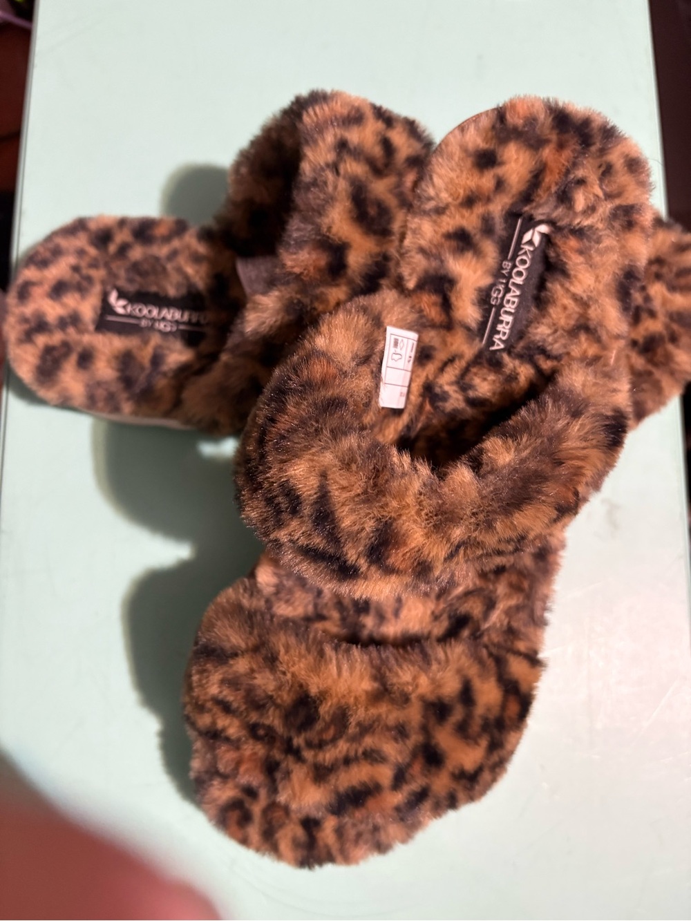 Koolaburra Leopard Fuzzy Slide Slippers - Brown/Black